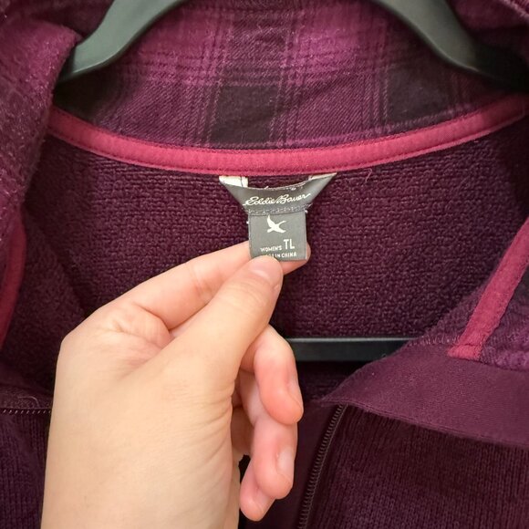 Eddie Bauer Radiator Fleece quarter-zip pullover plum women’s Tall L - Picture 2 of 3